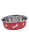Weatherbeeta Non-Slip Stainless Steel Silicone Bone Dog Bowl - Raspberry
