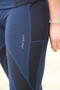 Ariat Ascent Ladies Silicone Half Seat Riding Tights in Navy - Side Detail