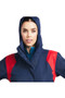 Ariat Ladies Spectator Waterproof Jacket in Team Navy/Red - Front Hood