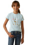 Ariat Youth Time To Show T-Shirt in Heather Mosaic Blue - Front