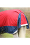 DefenceX System Mediumweight 200g Turnout Rug with Detachable Neck Cover in red / navy / grey