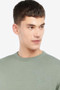 Barbour Mens Pima Cotton Crew in Agave Green-Collar Detail