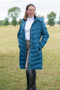 Coldstream Ladies Branxton Long Quilted Coat in Cool Slate Blue - front lifestyle