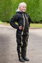 Supreme Products Childrens Active Show Rider Waterproof Onesie in Black/Gold - front