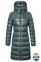 Covalliero Ladies Quilted Long Coat in Jade Green - Front
