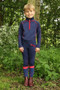 Hy Equestrian Childrens Stella Base Layer in Navy/Red - front lifestyle