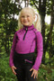 Hy Equestrian Childrens Stella Base Layer in Purple/Black - front lifestyle