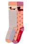 Toggi Ladies Kissing Dachshund Two Pack Socks - Pink