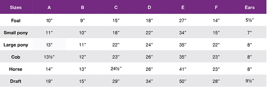 Horse Fly Mask Size Guide