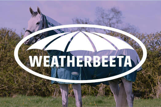 Weatherbeeta logo with horse wearing Weatherbeeta rug in background