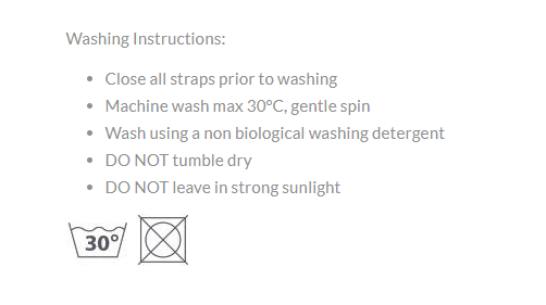 Instructions for washing clothes Description automatically generated