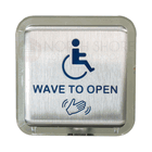 BEA 4-3/4 in. Square MagicSwitch Wave To Open Touchless Plate w/Text, Waving Hand Symbol & Handicap Logo Illuminated LED 10MS21HS1