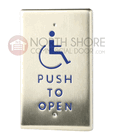 BEA 2-3/4 x 4-1/2 in. Single Gang Push Plate w/Blue Handicap Logo & PUSH TO OPEN Text 10PBO241