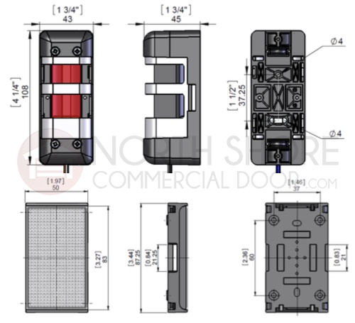 Reflective Photo Eye RAY-RT for Commercial Doors Technical Drawings