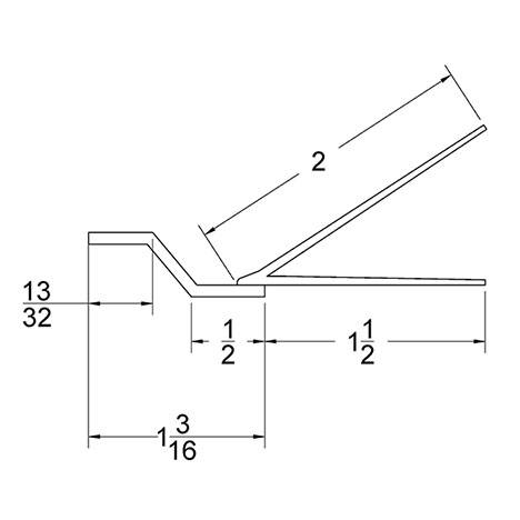 Garage Door Top Section Seal Dual Flap TS-14 Technical Drawing