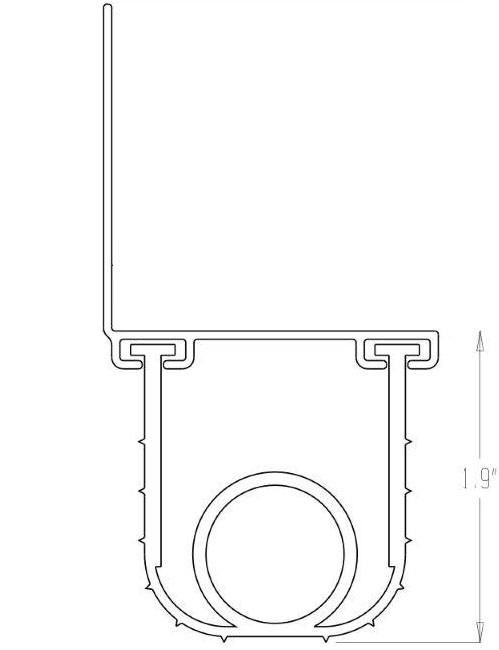 Ultra Rubber Garage Door T-End Tube Bottom Rubber Weather Seal Technical Drawing