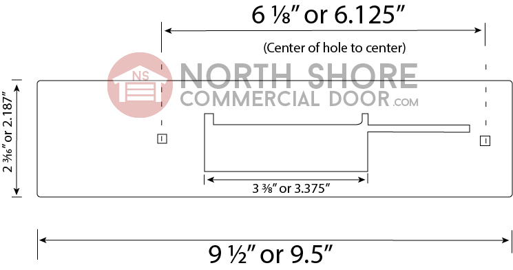 Chateau C-ARL-F-CH Mini Warehouse Garage Door Latch 2 Bolt Flush Door Latch Chrome Drawing