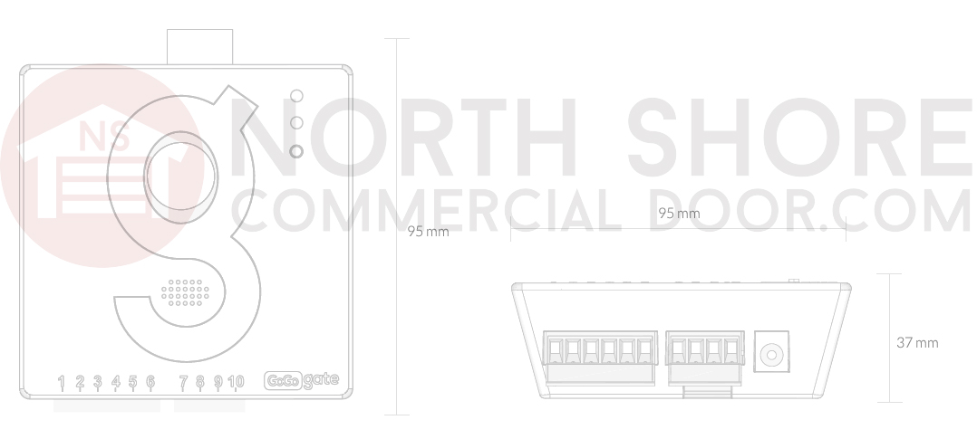 GoGo Gate 2 Smartphone Gate and Garage Door Opener Kit with Wireless Sensor Technical Drawing