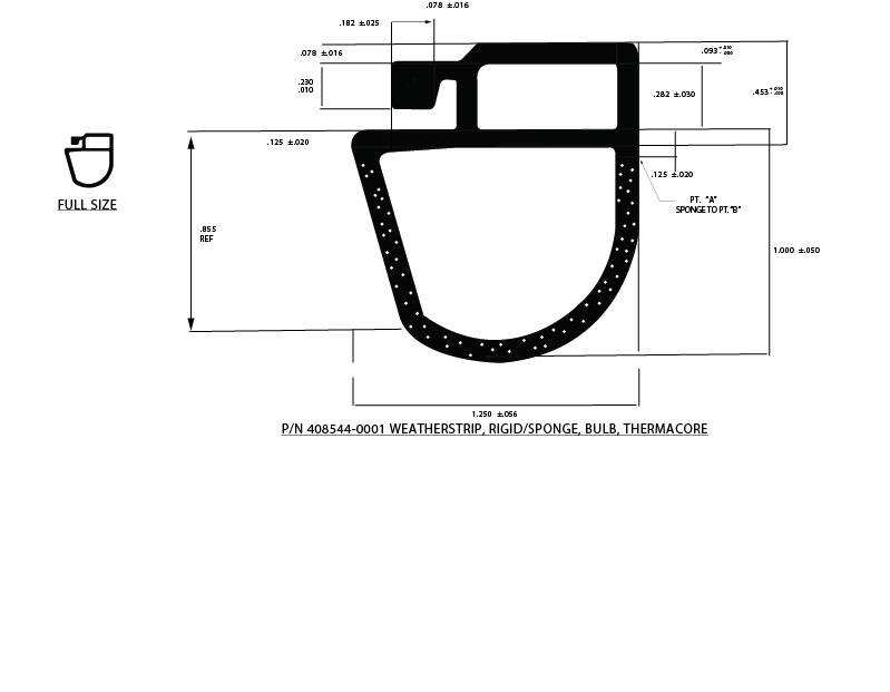 Bulb-type bottom weather seal thermacore drawing 