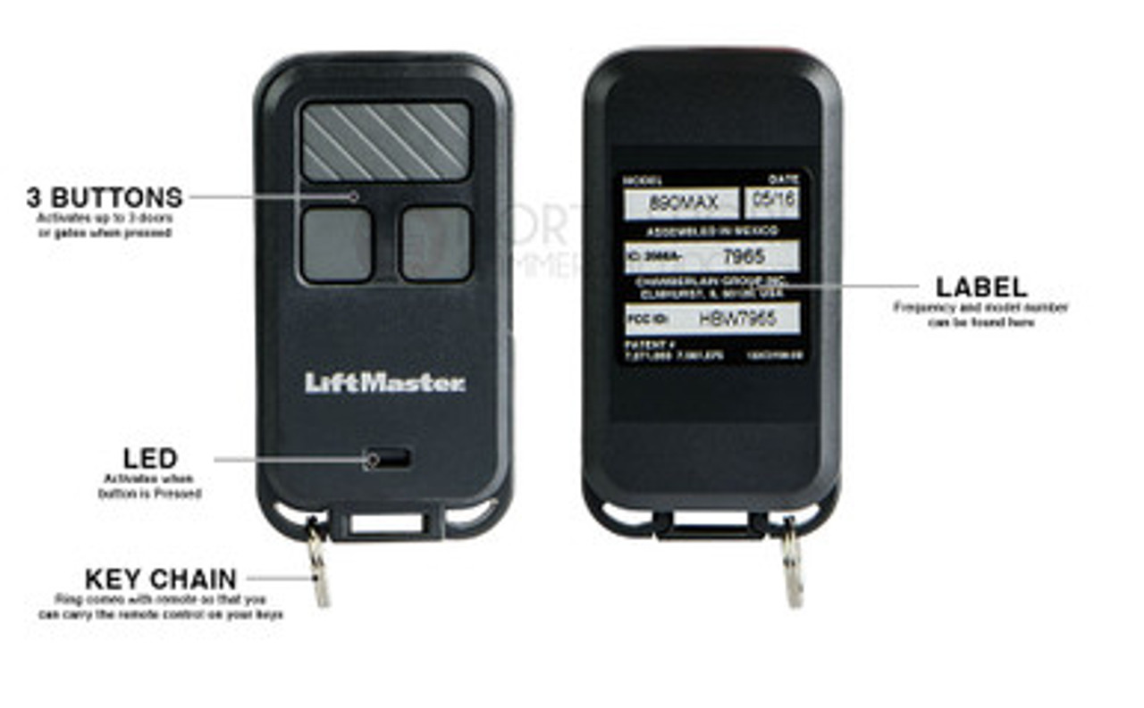 LiftMaster 890MAX Mini Key Chain Remote Control Garage Door Opener