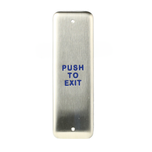 BEA 1.5 x 4.75" Jamb Push Plate w/blue Push to Exit text only 10PBJE