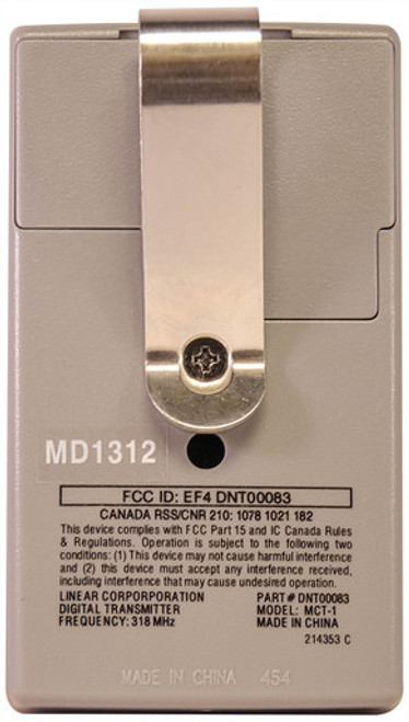 Linear MegaCode MCT-1 1-Channel Visor Garage Door Opener