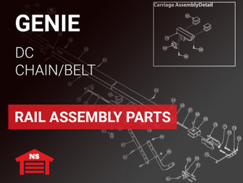 Genie DC Chain and Belt Drive Rail Replacement Parts for PMX 700, PMX 1200, GPS 700IC, and GPS 1200 IC