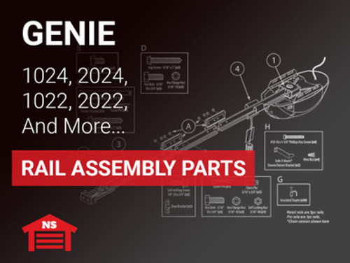 Genie Rhine DC Chain & Belt Drive Rail Parts for Model  1022, 1024, 1042, 2022, 2022-700, 2024, 2027, and 2042