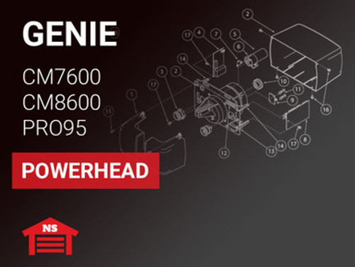 Genie Previous Model Powerhead: AC Screw Drive Parts for CM7600, CM8600, PRO95, CM600-FN, 2060L, and 3060L