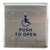 BEA Square Push Plate 6" w/blue Handicap Logo & "Push to Open" text 10PBS61