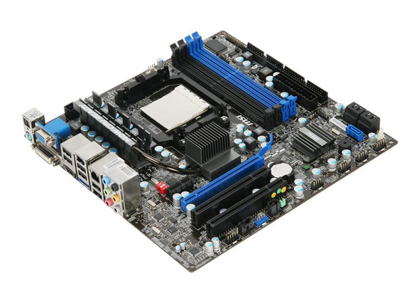 MSI Socket AM3 AMD 785G + SB710 Chipset AMD Phenom II X4/ Phenom II X3/ Phenom II X2/ AMD Athlon II X4/ Athlon II X2/ AMD Sempron Processors Support DDR3 4x DIMM 5x SATA2 3.0Gb/s Micro-ATX Motherboard