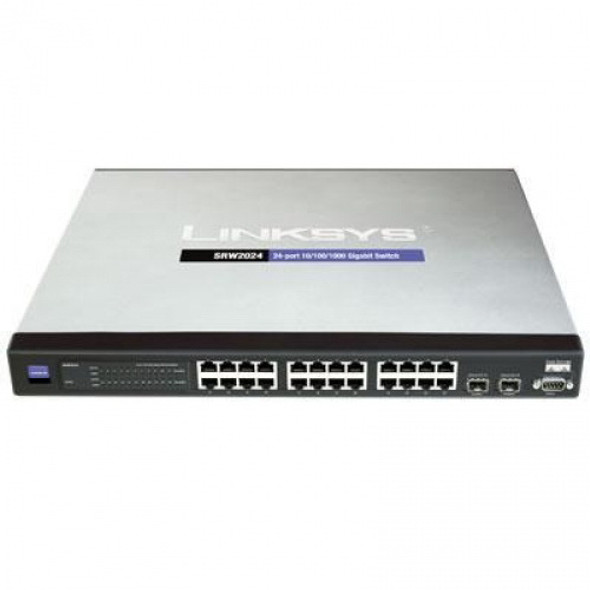 SRW2024-K9 - Linksys 24Ports RJ-45 10/100/1000 Gigabit Ethernet WebView Managed Switch with 2x Shared SFP Ports