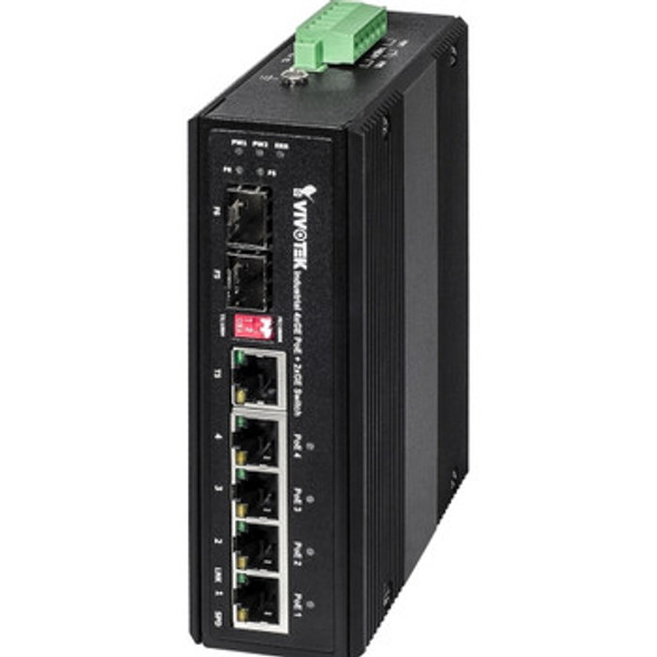 Vivotek Industrial 4xGE PoE + 1x Combo GE + 1xGE SFP Switch 2 Layer Supported Rail-mountable Wall Mountable