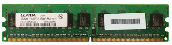 Elpida 512MB DDR2-667MHz PC2-5300 DIMM Single Rank ECC Unbuffered CL5 240-Pin Memory Module