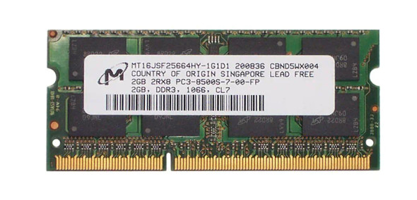 MT16JSF25664HY-1G1D1 - Micron 2GB 1066MHz DDR3 PC3-8500 ECC UnBuffered Memory Module