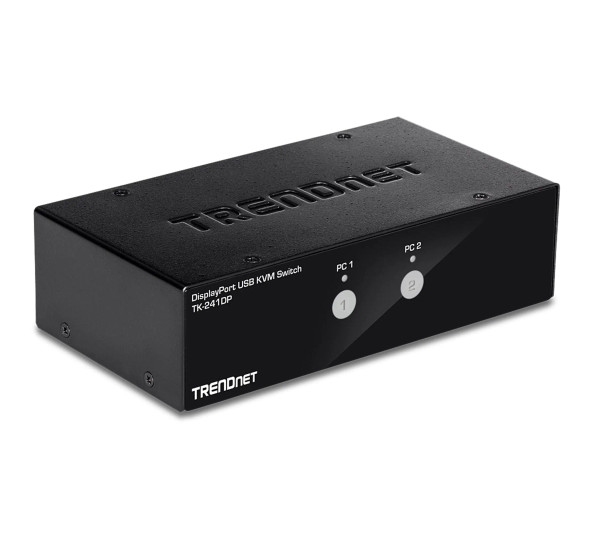 TK-241DP - TRENDnet 2-Ports Manage Two PC's, DisplayPort 1.2, USB 2.0 Hub, 4K UHD Resolution 3840 x 2160 @ 60Hz, KVM Switch with Audio