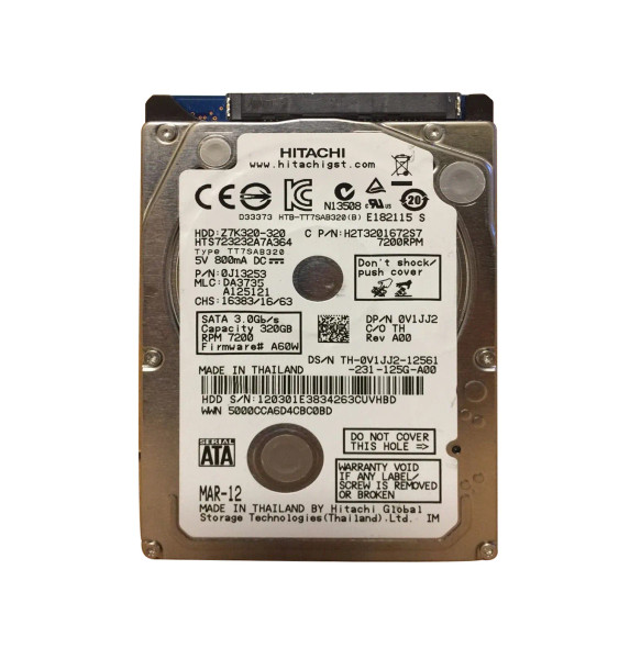 V1JJ2 - Dell 320GB 7200RPM SATA 3Gb/s 16MB Cache 2.5-inch Hard Drive