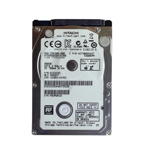 H2T500854S7 - HGST 500GB 5400RPM SATA 3Gb/s 8MB Cache 2.5-inch Hard Drive