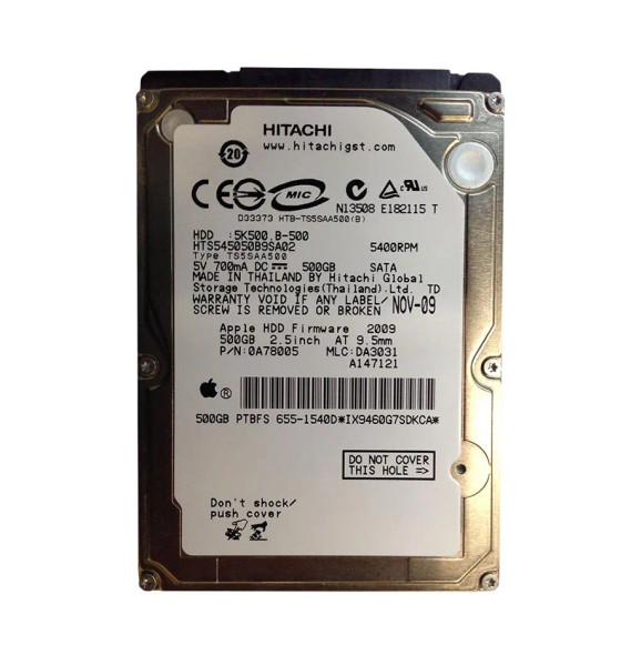 0A78005 - HGST Travelstar 5K500.B 500GB 5400RPM 8MB Cache SATA 1.5Gb/s 2.5-inch Hard Drive