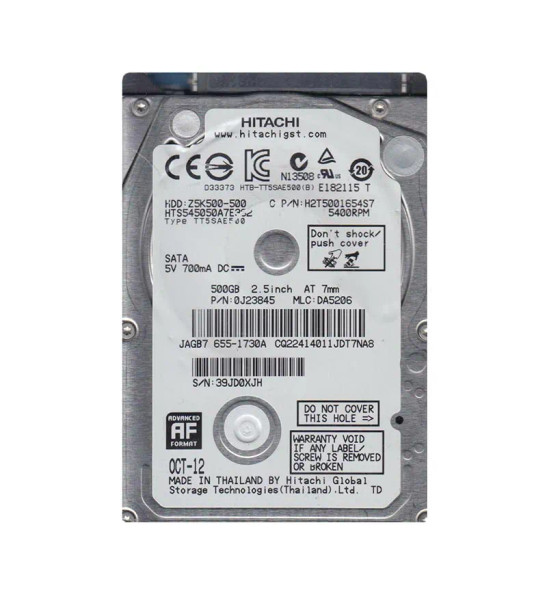 0J23845 - HGST Travelstar Z5K500 500GB 5400RPM 16MB Cache SATA 3Gb/s 2.5-inch Hard Drive