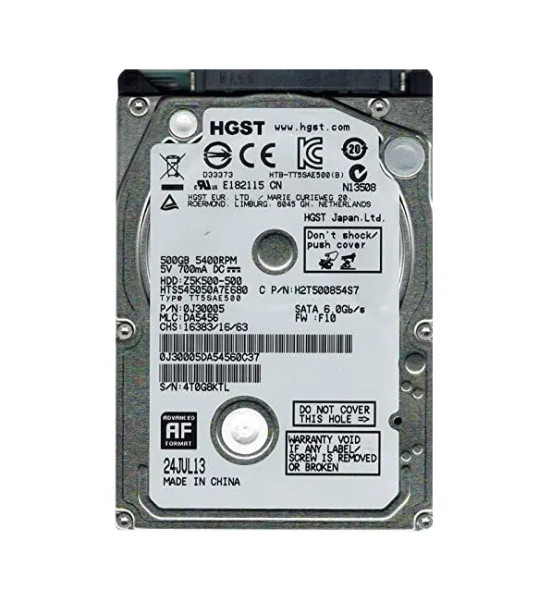 0J30005 - HGST Travelstar Z5K500 500GB 5400RPM SATA 6Gb/s 8MB Cache 2.5-inch Hard Drive