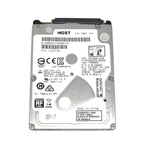 0J38062 - HGST Travelstar Z5K500 Series 250GB 5400RPM SATA 6Gb/s 8MB Cache 2.5-inch Hard Drive