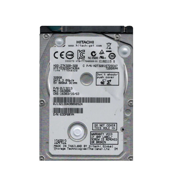 0J13213 - HGST Travelstar Z7K320 Series 320GB 7200RPM SATA 3Gb/s 16MB Cache (512) 2.5-inch Hard Drive