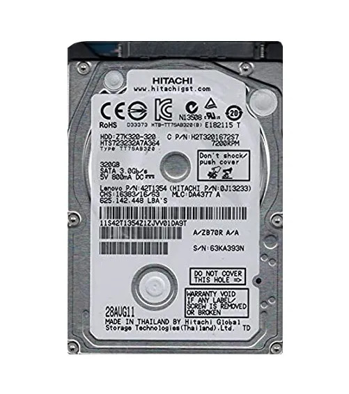 0J13233 - HGST Travelstar Z7K320 Series 320GB 7200RPM SATA 3Gb/s 16MB Cache (512) 2.5-inch Hard Drive