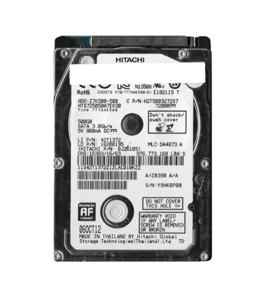 0J26105 - HGST Travelstar Z7K500 Series 500GB 7200RPM SATA 6Gb/s 32MB Cache 512e 2.5-inch Hard Drive