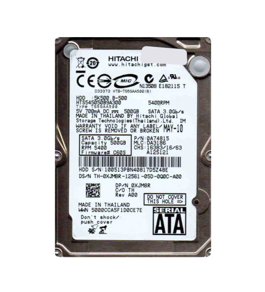 0A74815 - Hitachi Travelstar 5K500.B Series 500GB 5400RPM SATA 3Gb/s 8MB Cache 2.5-inch Hard Drive