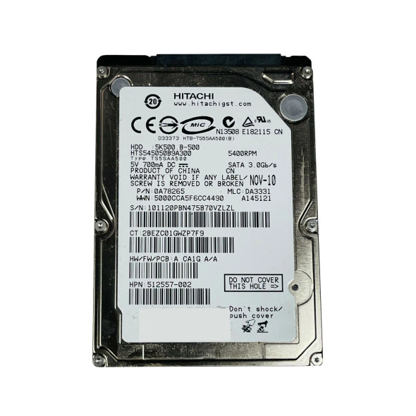 0A78265 - Hitachi Travelstar 5K500.B Series 500GB 5400RPM SATA 3Gb/s 8MB Cache 2.5-inch Hard Drive