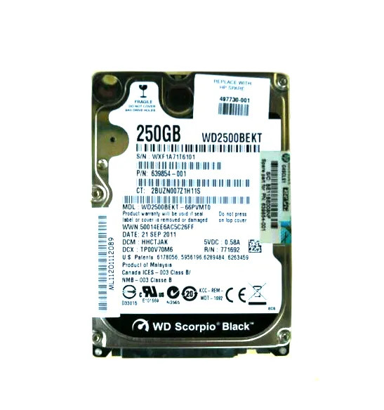 639854-001 - HP 250GB 7200RPM SATA 3Gb/s 16MB Cache 2.5-inch Hard Drive