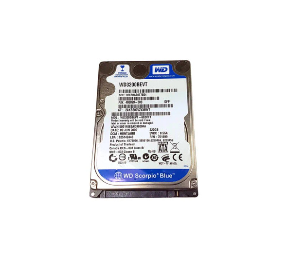 465899-003 - HP 320GB 5400RPM SATA 3Gb/s 8MB Cache 2.5-inch Hard Drive