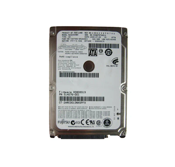 514076-001 - HP 320GB 5400RPM SATA 3Gb/s 8MB Cache 2.5-inch Hard Drive